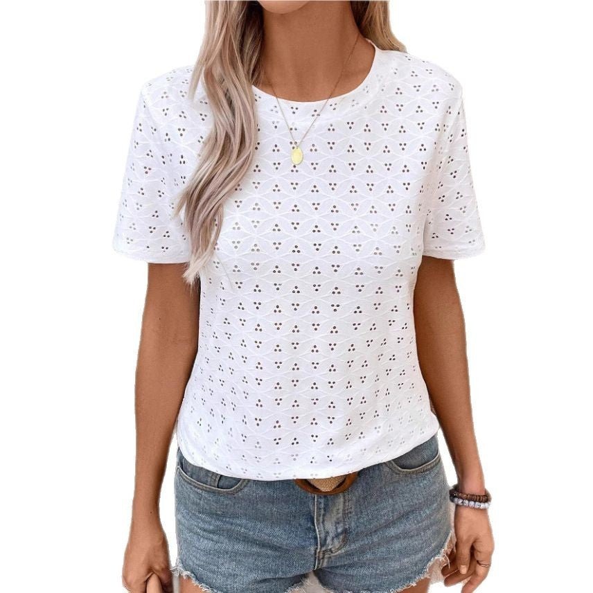 European And American Ladies Round Neck Casual Short Sleeve T-shirt