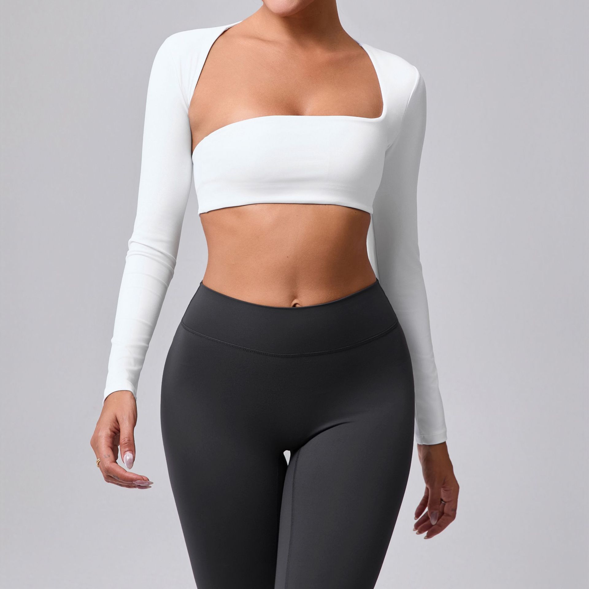 Autumn Sand Brushed Shawl Long Sleeve Yoga Wear