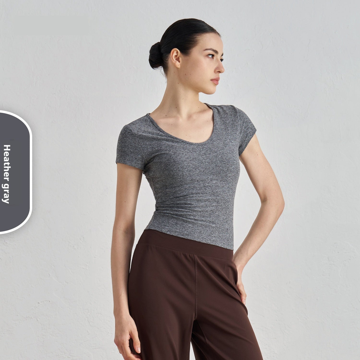 Short Sleeve Skin-friendly Nude Feel Casual Yoga Clothes High-grade Waist-tight