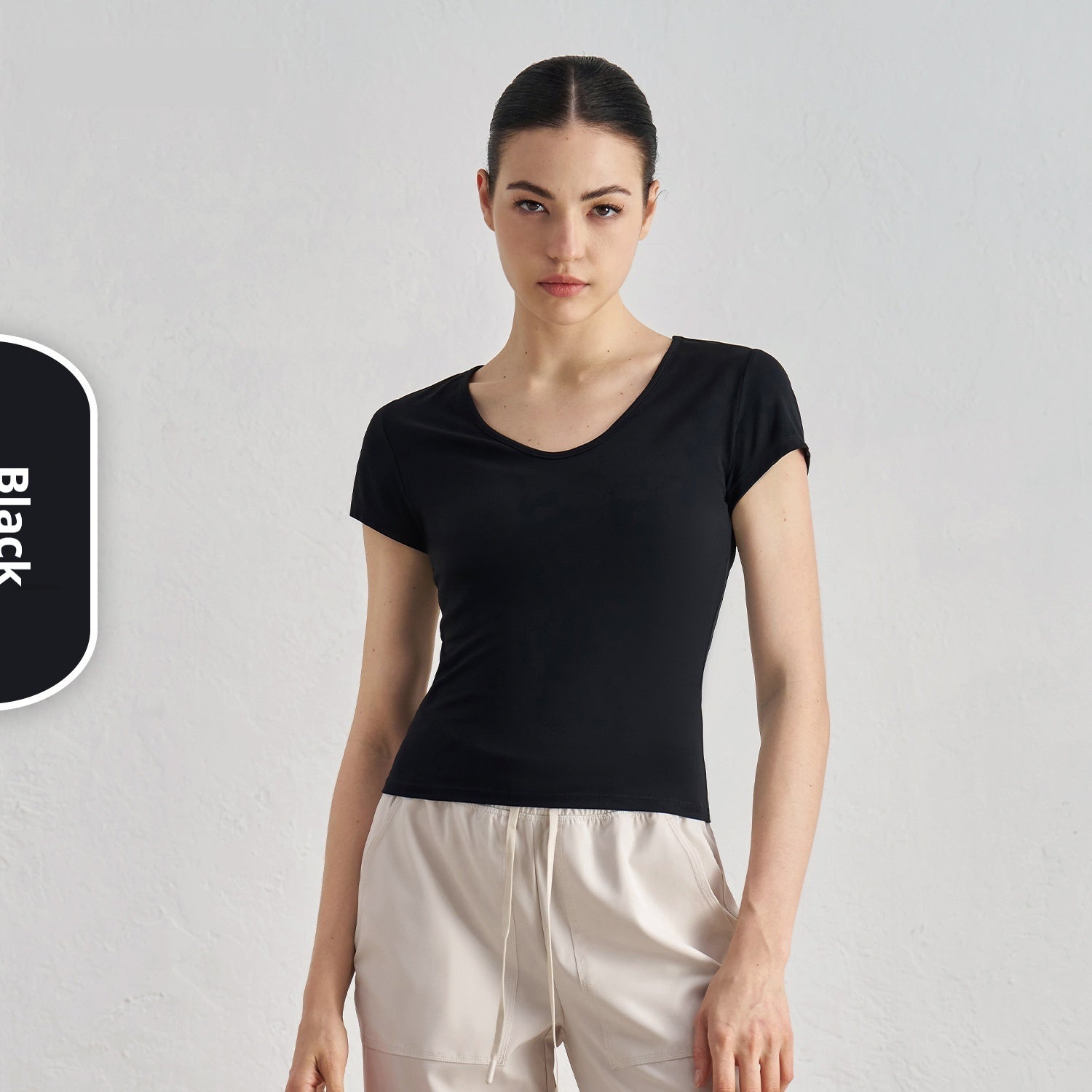 Short Sleeve Skin-friendly Nude Feel Casual Yoga Clothes High-grade Waist-tight