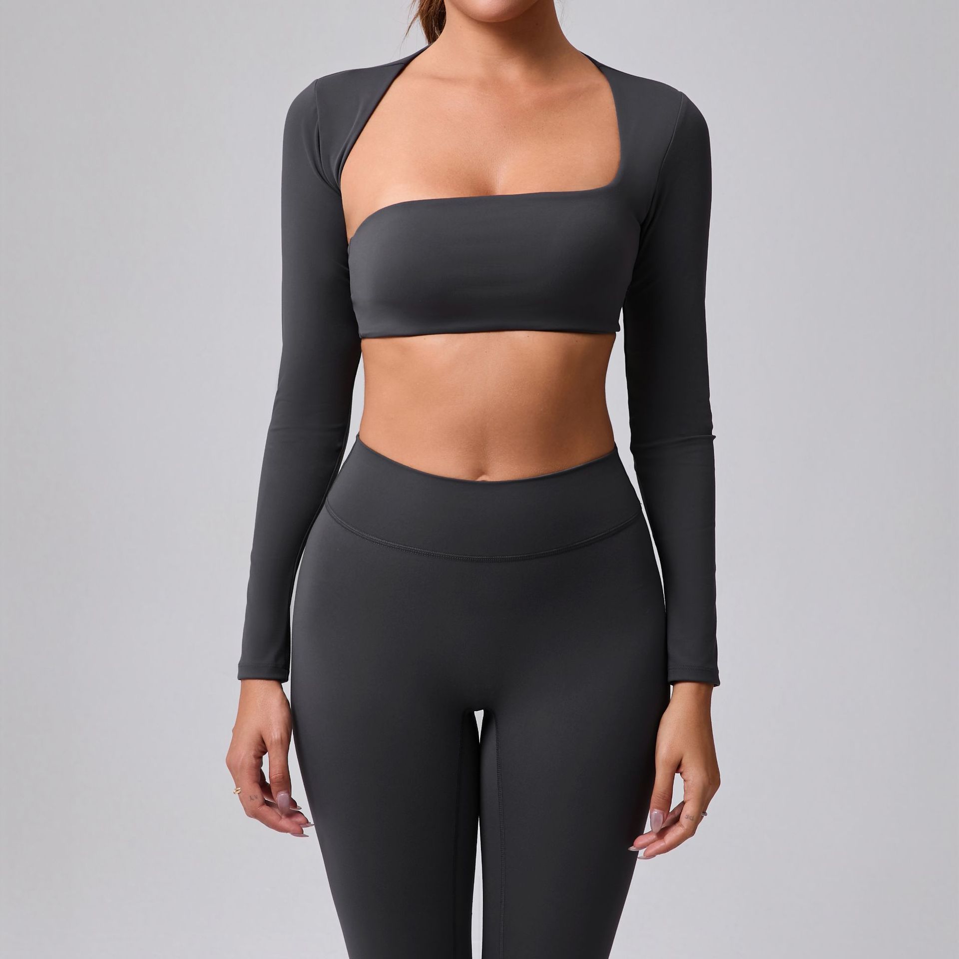 Autumn Sand Brushed Shawl Long Sleeve Yoga Wear