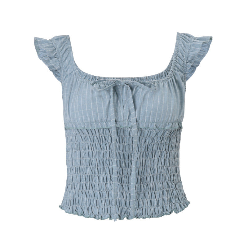 Retro Minority Graceful And Fashionable Drawstring Slim Top
