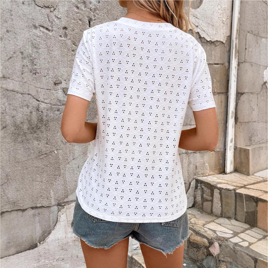 European And American Ladies Round Neck Casual Short Sleeve T-shirt