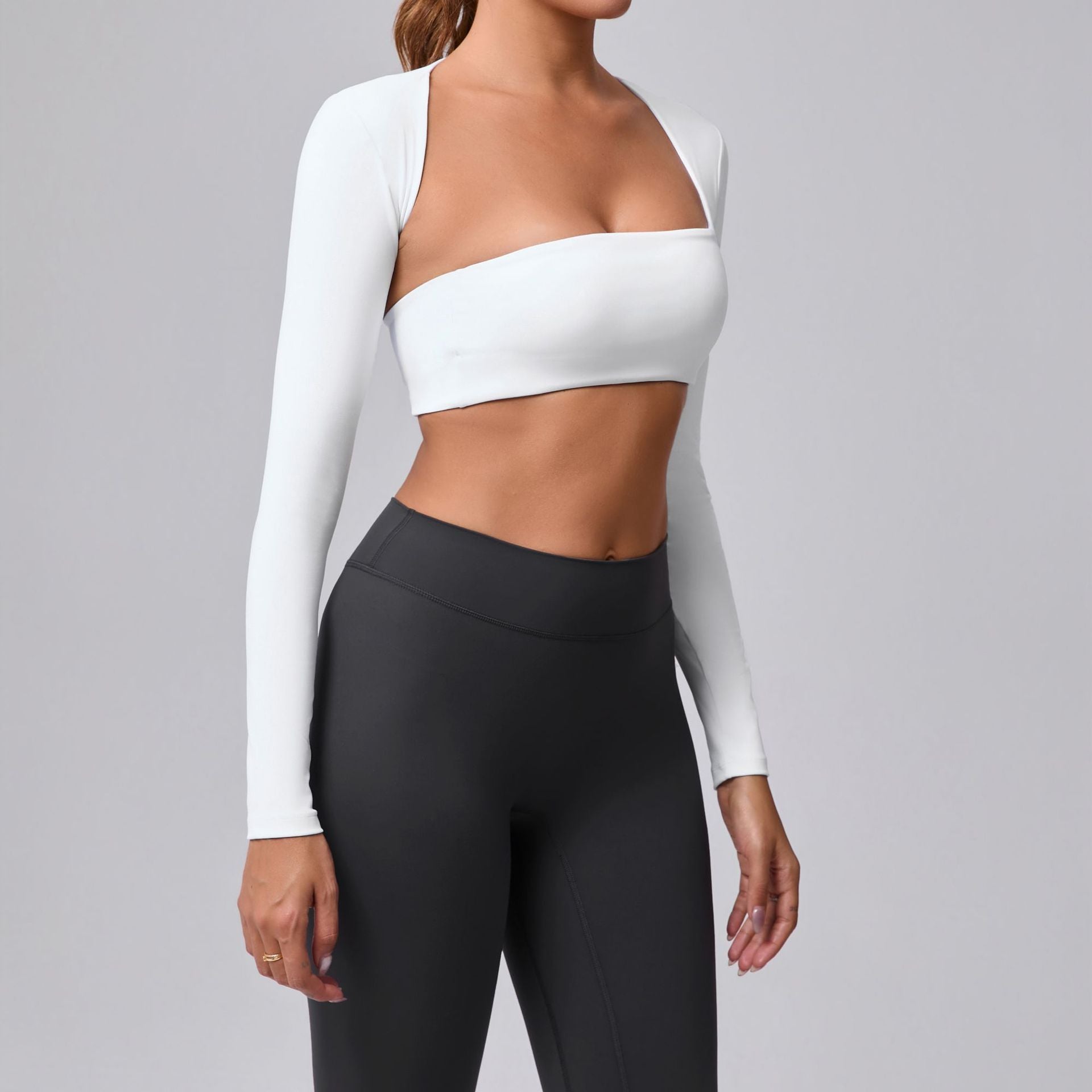 Autumn Sand Brushed Shawl Long Sleeve Yoga Wear