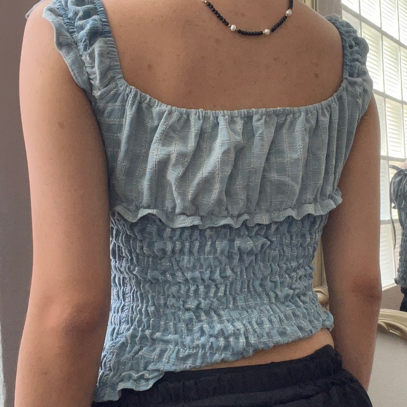 Retro Minority Graceful And Fashionable Drawstring Slim Top